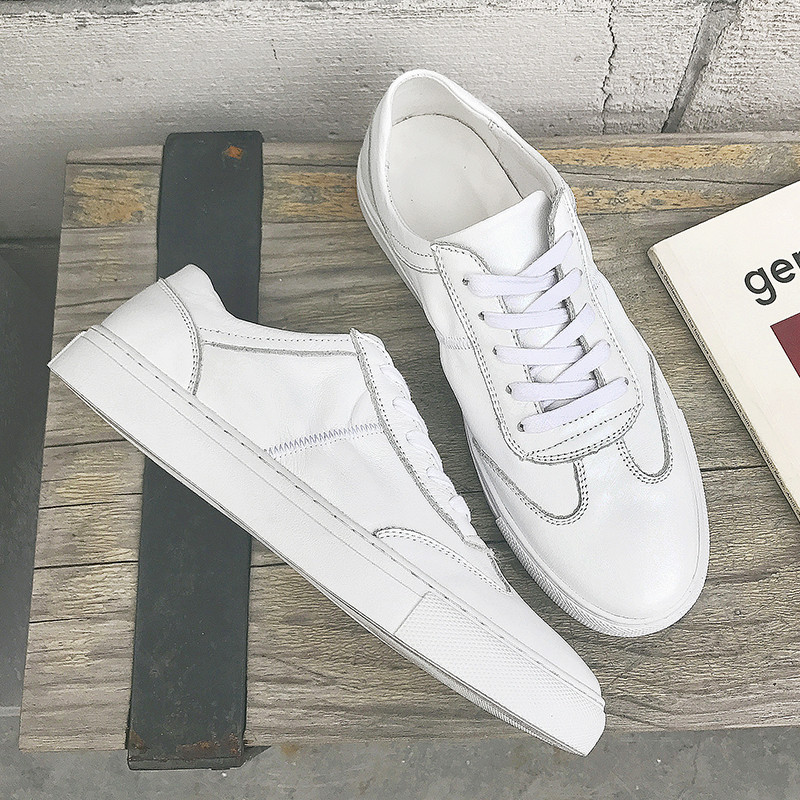 2017 Summer New European Station Head Layer Bull Leather Men's Shoes Casual 100 Hitch Leather Small White Shoes Man Tide Casual Board Shoes-Taobao