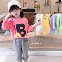 Girls long-sleeved T-shirts spring and autumn clothing net red childrens cotton tops childrens baby foreign-style wild bottoming shirts