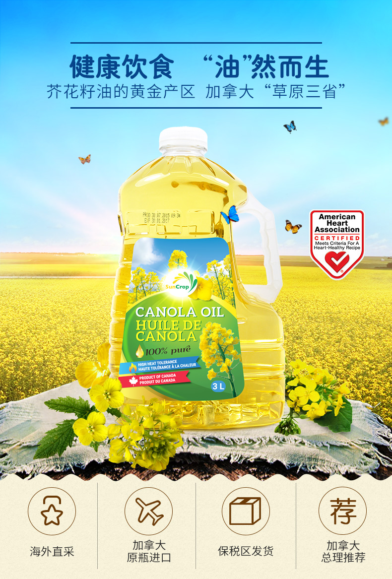 加拿大进口SunCrop芥花菜籽油