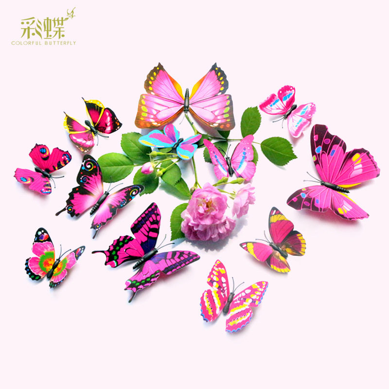 Butterfly 3d simulation three-dimensional wall stickers Living room bedroom wallpaper stickers Wedding room decoration stickers tent decoration