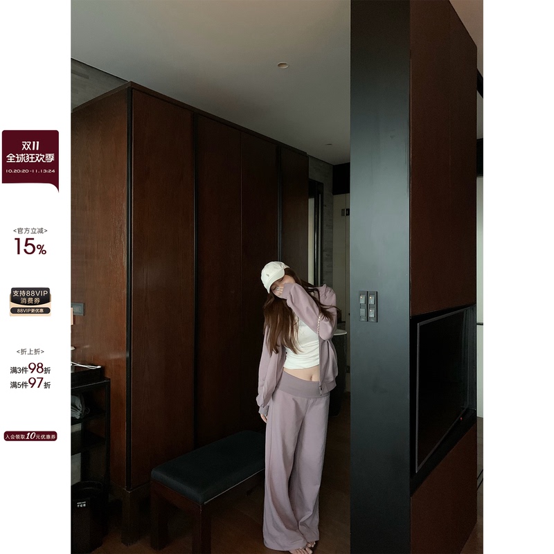 Ono Spicy Xyxy "Daily Basic" Plus Size Hooded Cardigan Sweatshirt and Sweatpants Casual Two-Piece Set