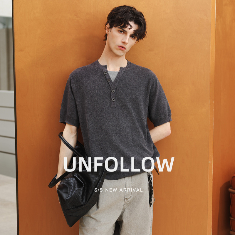 Unfollow Lyocell Linen Blend Short-Sleeve T-Shirt for Men, Summer Henley Collar Faux Two-Piece Half-Sleeve Trendy T-Shirt Unfollow Lyocell Linen Blend Short-Sleeve T-Shirt for Men, Summer Henley Collar Faux Two-Piece Half-Sleeve Trendy T-Shirt