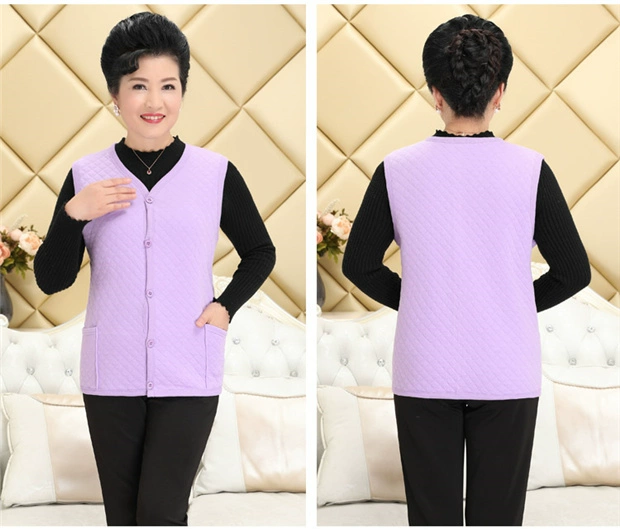 Áo vest nữ trung và già không tay áo ấm cotton cotton ba lớp dày cardigan áo vest nam cỡ lớn thời trang công sở nữ cao cấp