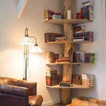 Creative tree bookshelf solid wood bookshelf shelf simple wall storage study floor-to-ceiling bookcase retro corner frame