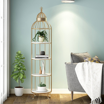 Nordic wrought iron bird cage shelf light luxury bookshelf display rack living room utility rack modern decorative bird cage display rack