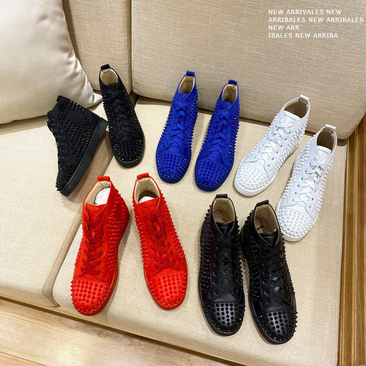 European station AC L Men's shoes high cylinder rivets red bottom shoes women Summer new water drill genuine leather nightclub couples board shoe tide