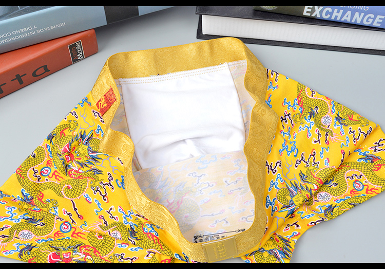 Vàng Trung Quốc Rồng Caber Carberi Cặp đôi Đồ lót Modal Cotton Men Boxer Nữ Tam giác 3973 5973 do lot nu
