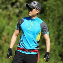 Outdoor new mens quick-drying T-shirt color-absorbing sweat and dampening breathable hiking self-driving leisure short sleeves