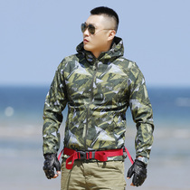 Outdoor new mens soft shell zipper cardigan hiking camping windproof splashing water fleece warm jacket