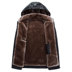 Thu / áo khoác da mùa đông của nam giới cộng với nhung áo khoác dày có thể cất cánh chiếc mũ cừu nhung lông một chỉnh thể trẻ lông 