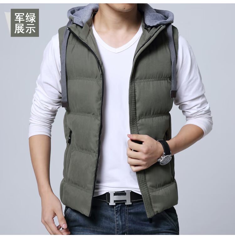 Mùa xuân của Nam Giới Trùm Đầu Bông Áo Khoác Không Tay Vest Bông Slim Slim Tank Top Casual Thanh Niên Vest Triều Áo Khoác