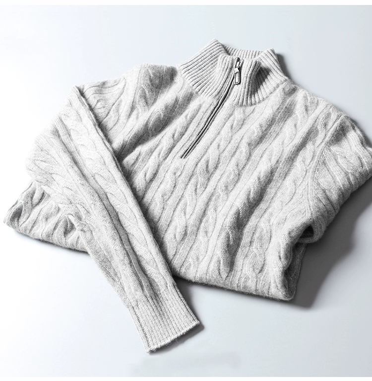 Ý kinh doanh dày ấm ấm cashmere mùa đông nam nửa cao dây kéo áo len cashmere DAZ365 sơ mi nam đẹp