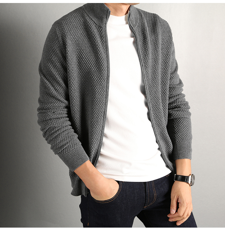 Kinh doanh thanh lịch 95% cotton 5% cashmere dứa kim thủ công nam cardigan áo len áo len áo DAZ385