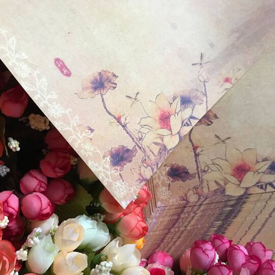 Birdsong Stream Letter Paper 16-Page Beautiful Chinese Style Ancient Style Letter Paper Exquisite Landscape and Floral Letter Paper 100 Sheets