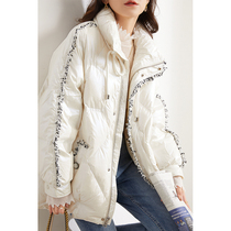 CATHYLADI heavy industry diamond down jacket 2020 new autumn winter drawstring top simple white duck down jacket women
