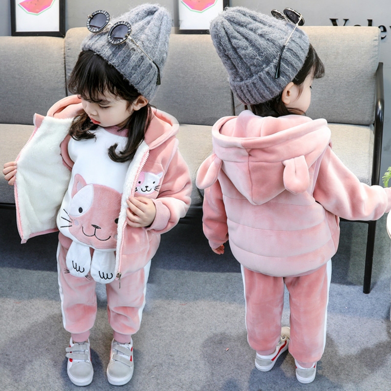 Autumn and Winter Clothing for 0-1-2-3 and a Half Year Old Girls, Winter Baby Cotton Clothing Set, Boys' Three-Piece Trendy Outfit