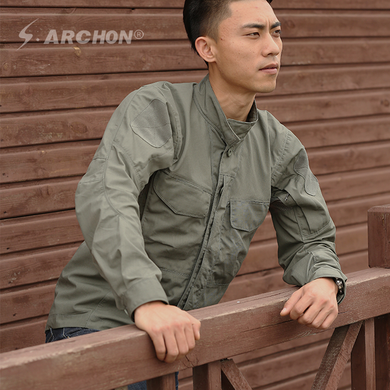 Tactical shirt men's long sleeves spring and autumn waterproof breathable wear-resistant multi-bag military fan thin jacket troop outdoor shirt male