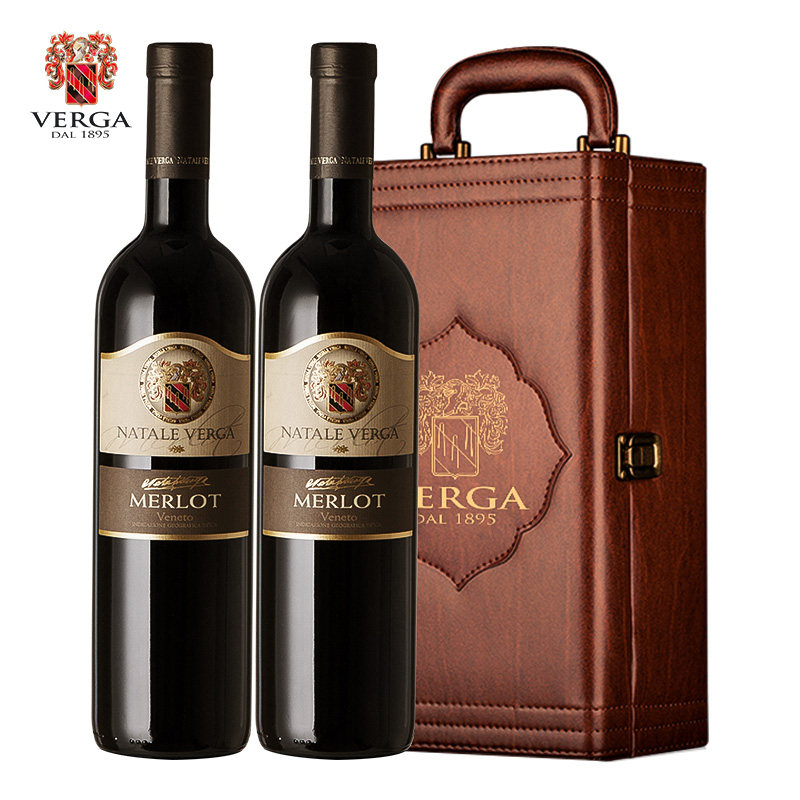 意大利进口 Natale Verga 美乐 干红 葡萄酒 750ml*2瓶礼盒装 天猫优惠券折后￥119包邮（￥499-380）