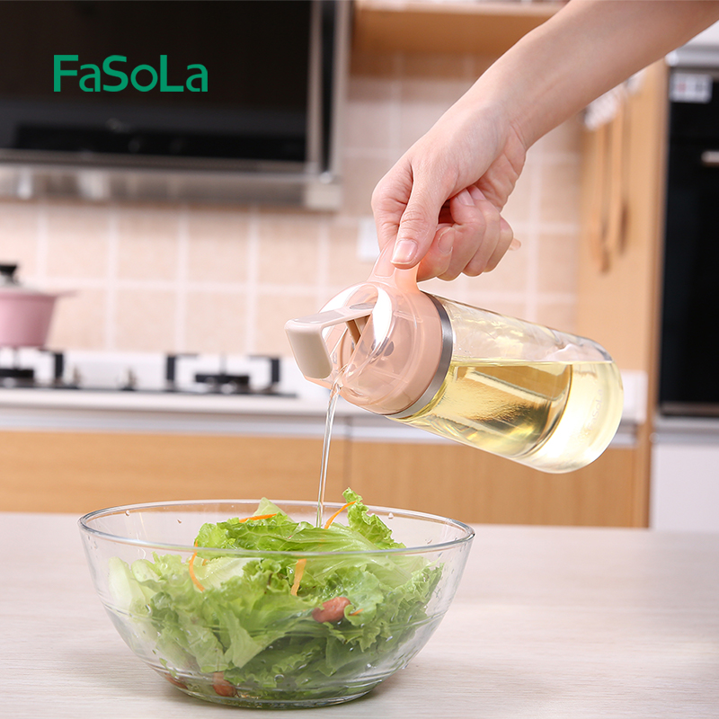 FaSoLa automatic flip-top oil pot household kitchen soy sauce bottle vinegar bottle glass oil tank large-capacity leak-proof pouring oil bottle