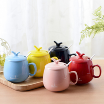 New ceramic cup with lid spoon personality trend creative drinking cup home mens and women Tea Cup coffee cup mug