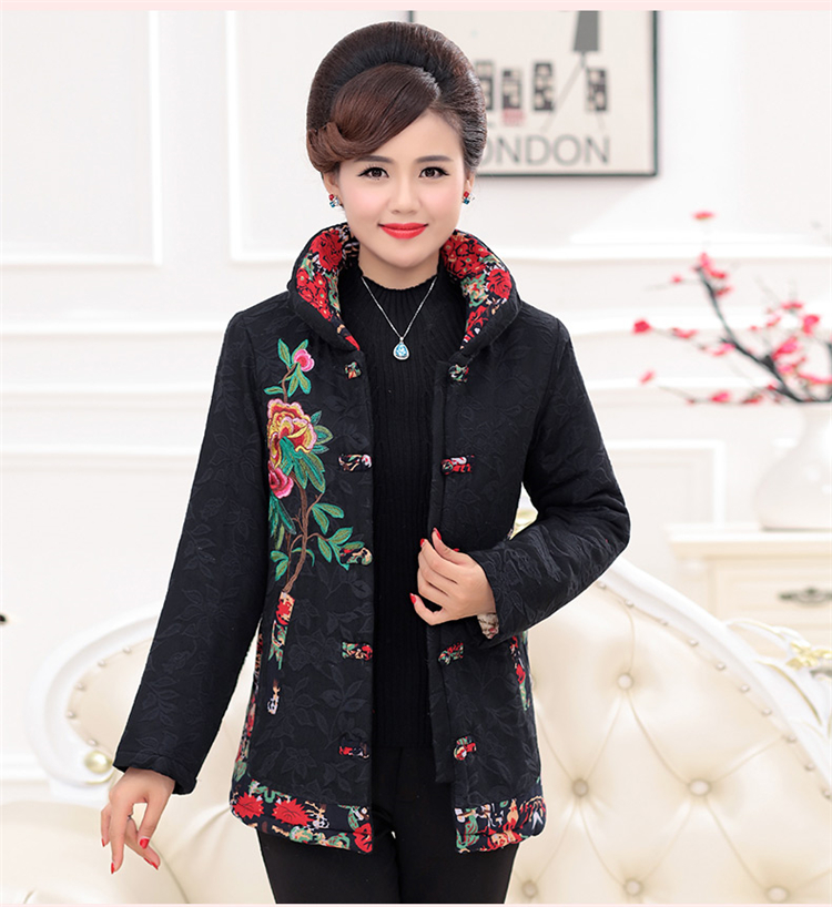 Áo mẹ tải quần áo mùa đông cộng với phân bón XL trung niên và áo khoác bà già trung niên cộng với áo khoác nhung dày áo khoác nữ trung niên