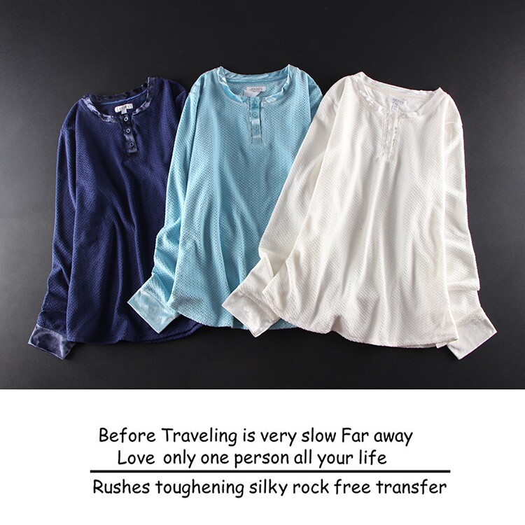 C240-696 European and American single winter new women's pajamas Korean version simple and versatile comfortable home clothes top T-shirt