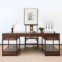 Hong Ting Solid Wood Painting Desk North American Black Walnut Painting and Calligraphy Case Boss Desk New Chinese Furniture Zen Study Desk