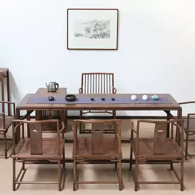 Tea table Black walnut tea table chair new Chinese style tea table classical quality Zen tea table pure solid wood tea table