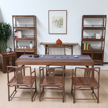 Authentic North American black walnut tea table and chair combination modern Chinese Zen tea table drinking tea table tea table solid wood