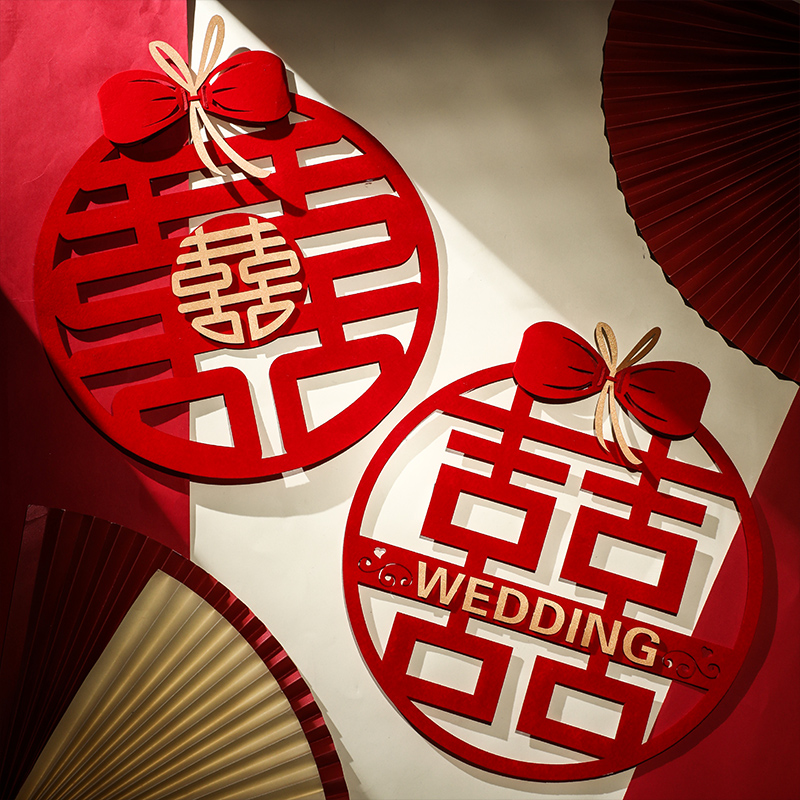 Wedding Comedy Door Sticker Window Sticker Unwoven Bub Bridal Wedding Happy Character Stickers Decorate Wedding Celebration Supplies Great Total Felt