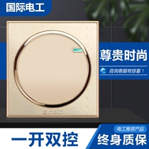 86 hidden round champagne gold switch socket single open single joint one bit one open dual control fluorescent wall switch panel