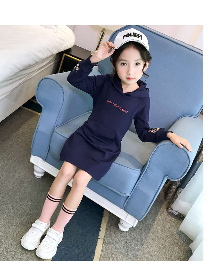 Váy bé gái mùa thu trong trang phục trẻ em lớn 2018 Quần áo trẻ em mới phiên bản Hàn Quốc của váy thêu áo len trẻ em đầm cho bé gái