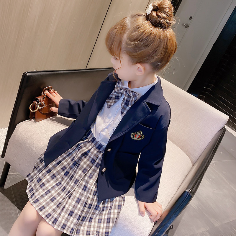 Girl Little Suit Spring Dress 2021 New Middle Child Dress Girls Great Boy College Wind Suit Foreign Pie Children Coat Spring Autumn