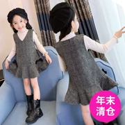 Váy vest nữ mùa đông 2018 Váy len mới cho trẻ em Quần áo trẻ em lớn Váy trẻ em Hàn Quốc Váy len