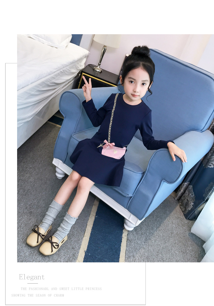 Váy bé gái mùa thu đầm áo len trẻ em lớn 2018 Quần áo trẻ em mới Váy dài tay Hàn Quốc Váy bé gái giản dị quần áo bé gái