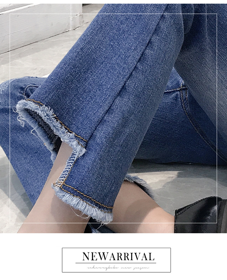 Quần jeans nữ mùa thu micro chuông không đều 2018 mới quần trẻ em quần dài thông thường quần trẻ em Hàn Quốc shop quần áo trẻ em đẹp