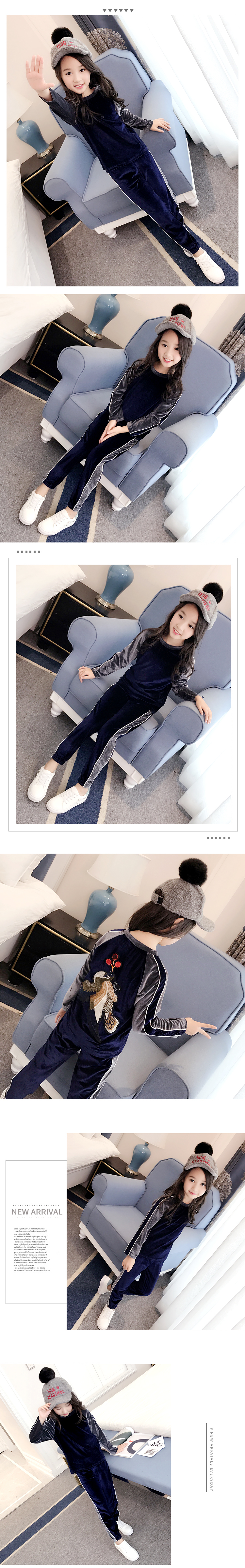 Quần áo bé gái mùa thu 2018 quần áo trẻ em mới trong đại dương trẻ em đại dương Phiên bản Hàn Quốc của trang phục thể thao trẻ em hai mảnh bằng nhung shop quần áo trẻ em đẹp