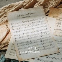 Retro music score photography props make old background creative postcard posing props yellow handwritten English letter