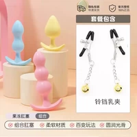 Желейная анальная пробка, 3 шт. + зажимы для сосков-колокол