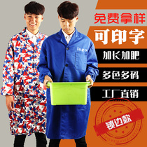 Work clothes Mens coat Camouflage labor protection wear-resistant labor coat custom porter summer long-sleeved long blue coat
