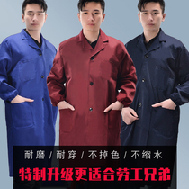 Blue coat overalls custom printed logo Mens long labor insurance suit handling suit Dirty wear-resistant polyester card fabric