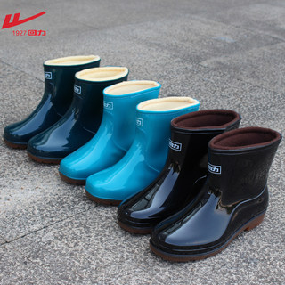 回力雨鞋男款防滑耐磨加绒雨靴女士水鞋保暖短筒防水胶鞋套鞋软底
