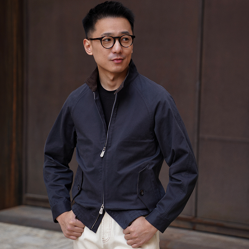 Cm Naples Queen Navy Blue Cotton Blend Splash-Proof G9 Large Hooded Harrington Jacket 244
