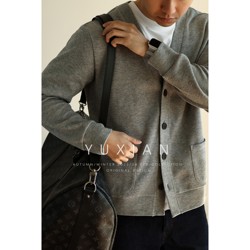 YUXIAN ຊັ້ນອາກາດຫນາຂອງເຄື່ອງເຂັມຂັດເຄື່ອງຊັກຜ້າຝ້າຍ knitted cardigan ສີແຂງ jacket ບາດເຈັບແລະເດີນທາງດູໃບໄມ້ລົ່ນແລະລະດູຫນາວ