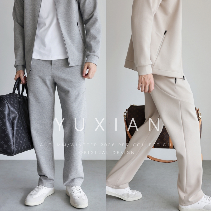 【Zero Pressure Air Feel】Cotton Sports-Style Straight-Leg Drapey Pants, Wrinkle-Resistant, High-Elastic Casual Sweatpants for Autumn and Winter