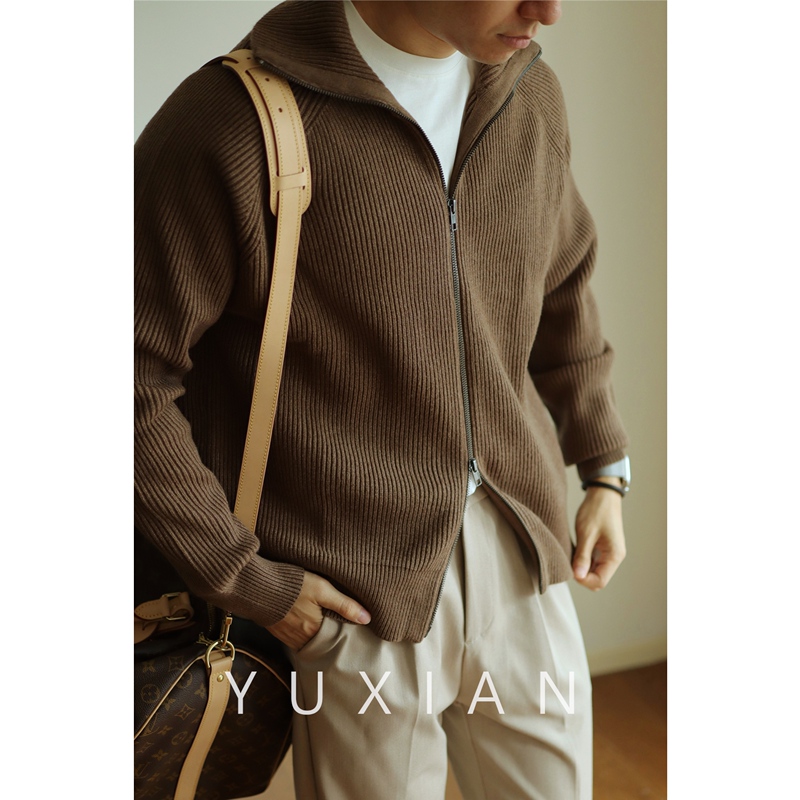 Yuxian Heavy Knit Zip-Up Jacket, Warm and Anti-Pilling Sweater Cardigan, Casual and Mature Style for Autumn and Winter Men Yuxian Heavy Knit Zip-Up Jacket, Warm and Anti-Pilling Sweater Cardigan, Casual and Mature Style for Autumn and Winter Men