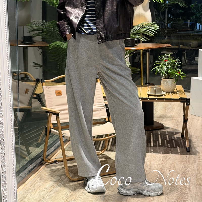 Coco Notes Xw3025 Spring/Summer Gray Wide-Leg Sweatpants Curved Thin Soft Casual Pants