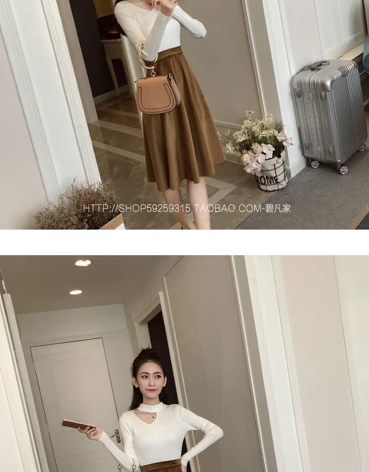 Phiên bản Hàn Quốc của chiếc áo cổ chữ V rỗng cổ gợi cảm, áo len dài tay cho nữ áo len lông thỏ