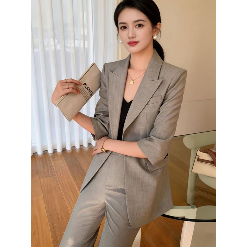 High-End Suit Set for Women, Summer Thin Style, 2026 New Model, Two-Piece Summer Set, High-End Professional Casual Blazer