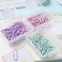 Macaron paper clips large and small colored paper clips creative cute bookmarks boxed metal binding office supplies